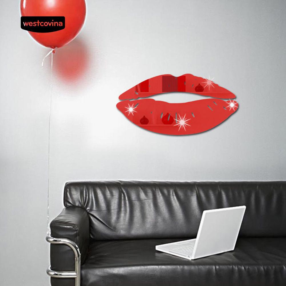 Sticker dán tường hình môi tráng gương để trang trí nhà