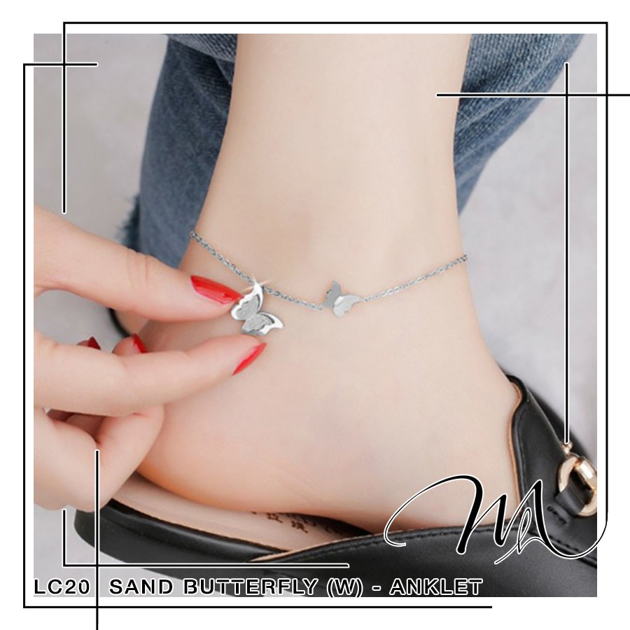 Lắc chân nữ Titan hình cánh bướm phủ kim tuyến lấp lánh dễ thương - LC20