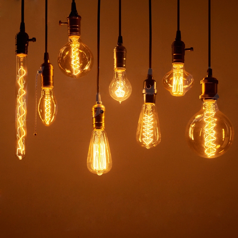Đèn sợi đốt Edison đui tóc cổ điển E27 AC 220V