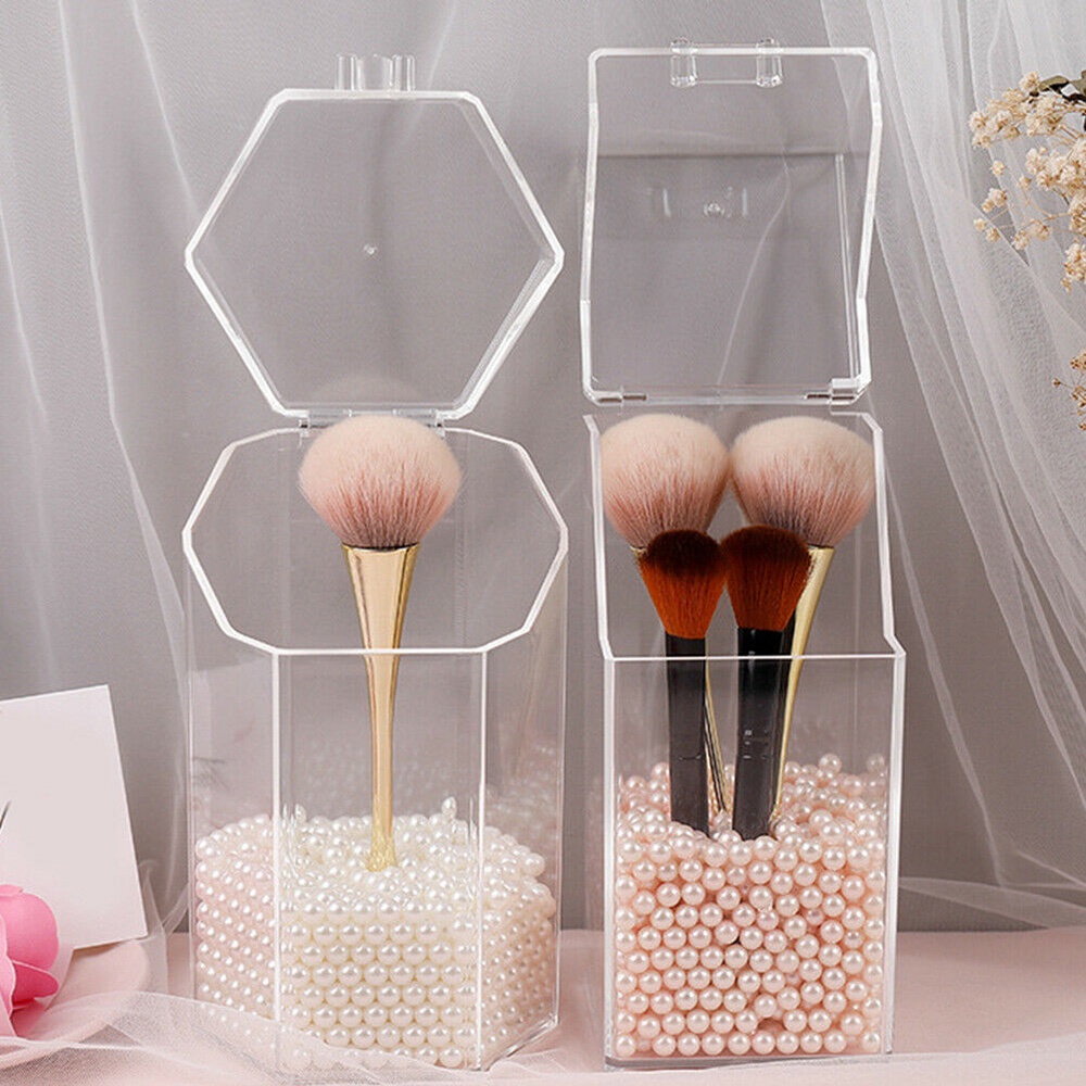 LUCKY New Makeup Brush Holder Beauty Tools Makeup Brush Storage Case Cosmetic Organizer Environmental-friendly Fashion Hot Sale With Lid Dustproof Clear Acrylic