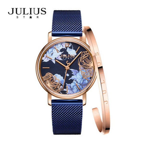 Đồng hồ nữ Julius Star Hàn Quốc JS-033 mặt kính sapphire in hoa 3D