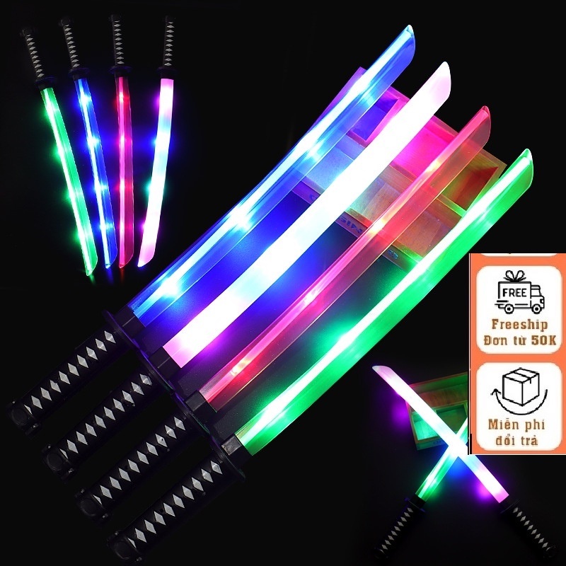 [Tặng 3 pin] Kiếm phát sáng xanh lá, xanh dương, đỏ, hỗn hợp, Đồ chơi trung thu có ánh sáng và nhạc