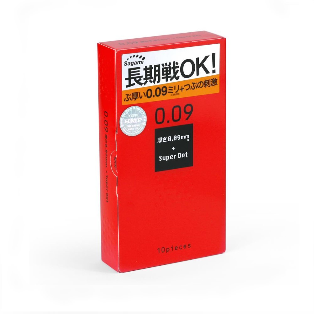 Bao cao su gân gai siêu to SAGAMI SUPER DOT 009, bcs kéo dài thời gian xuất xứ Nhật Bản, hộp 10 bcs