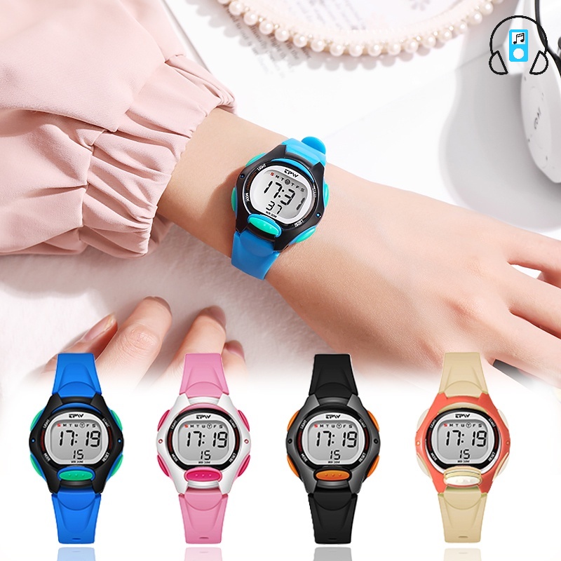 Đồng Hồ Thể Thao Đa Năng Chống Nước Siêu Nhẹ Có Đèn LED Cho Trẻ Em