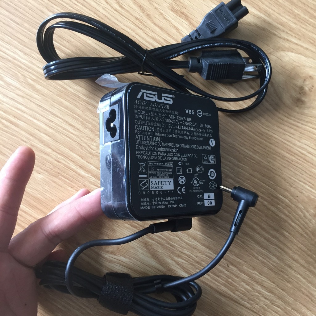 (ADAPTER) SẠC LAPTOP ASUS 19V-4.74A (90W) (Vuông, Đầu nhỏ) kích thước đầu ghim (4.0 x 1.35 mm)