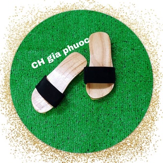 Guốc gổ quai nhung đen/ trong/ đỏ cho bé