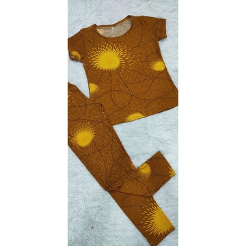 Bộ tay ngắn quần dài thun tơ hoa