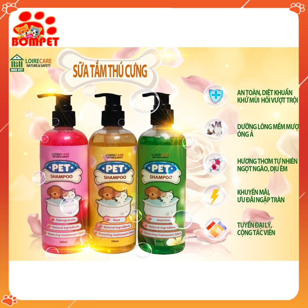 Sữa Tắm Khử Mùi, Dưỡng Lông, Ngừa Nấm Ngứa Công Thức Nano Bạc An Toàn Hiệu Quả Cho Thú Cưng - BomPet