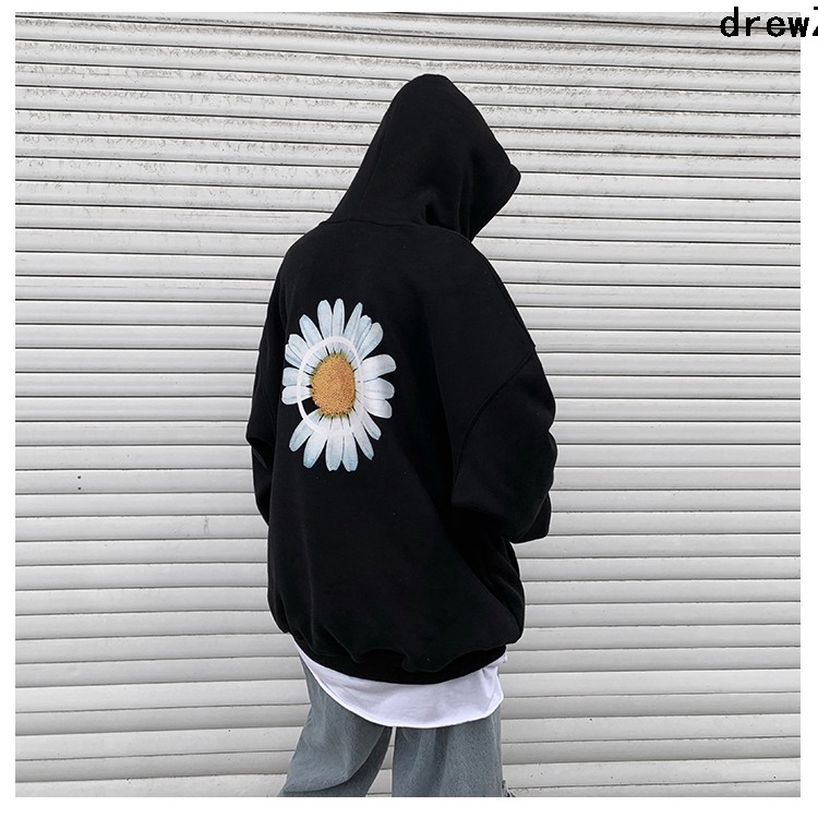 Áo hoodie lót nhung in hình hoa cúc nhỏ dễ thương cho cặp đôi