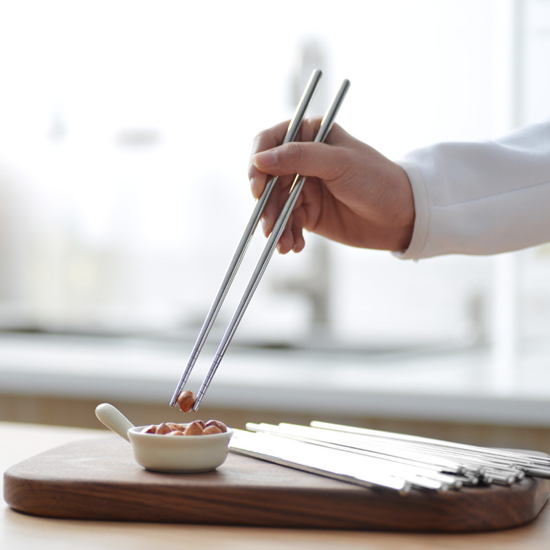 1 Đôi Đũa Chống Trượt Bằng Thép Không Gỉ Thân Thiện Với Môi Trường