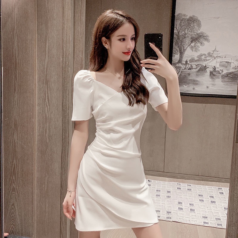 2022 new slim sexy women's dress summer Korean version of French retro waist skinny irregular skirt
