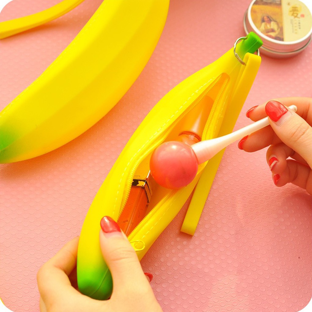 Túi silicone hình quả chuối có dây kéo