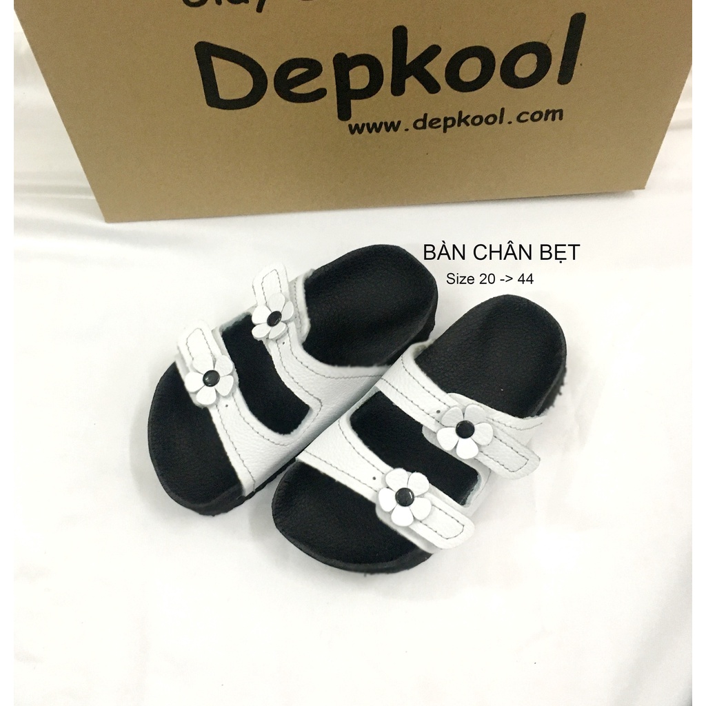 Dép 2 khóa trắng BÀN CHÂN BẸT- Làm theo độ Bẹt