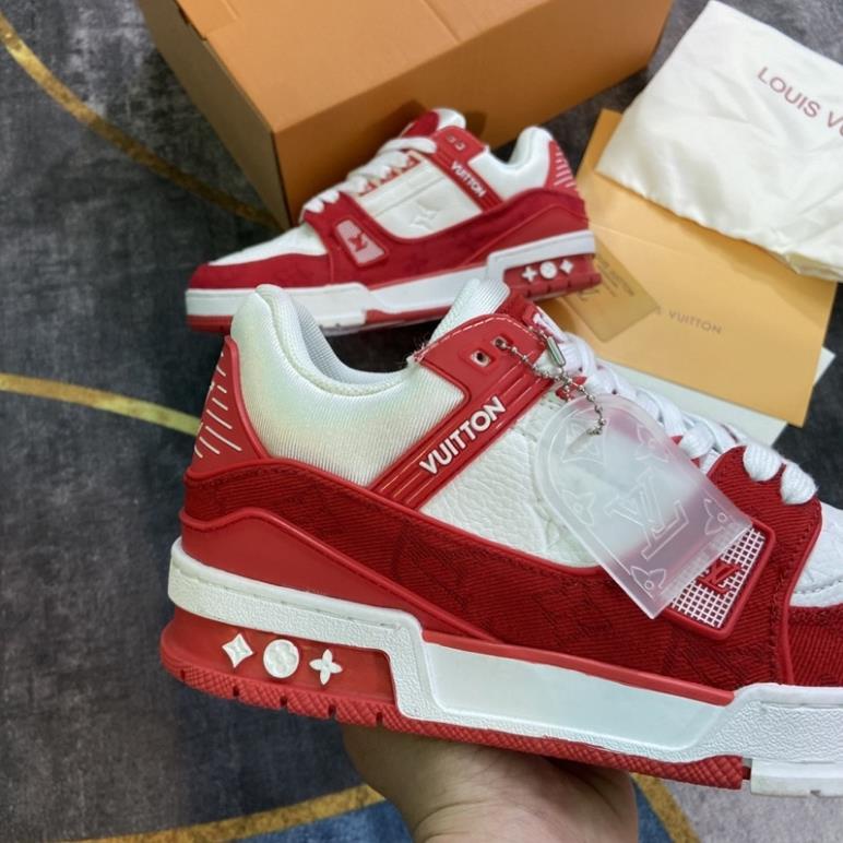 GIÀY LV RED WHITE LAI AU SC , giày lv đỏ trắng cao cấp độn đế nam nữ ảnh thật bongstore tự chụp