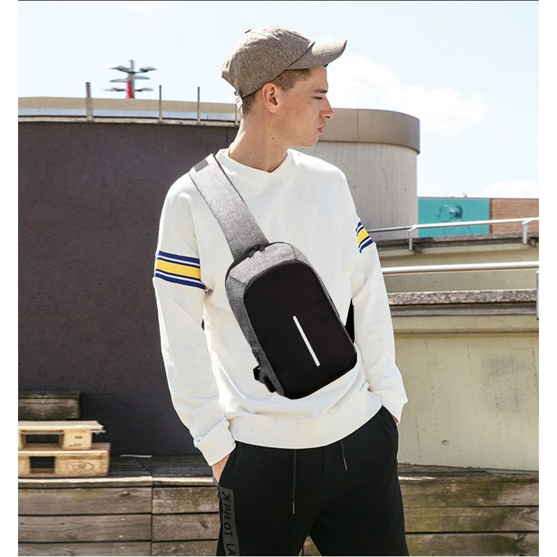 [J&T FreeShip Đơn Từ 99K ]Túi Đeo Chéo Nam Có Dây Cáp USB Phong Cách Thời Trang[TẶNG MÓC KHÓA PUBG] | BigBuy360 - bigbuy360.vn