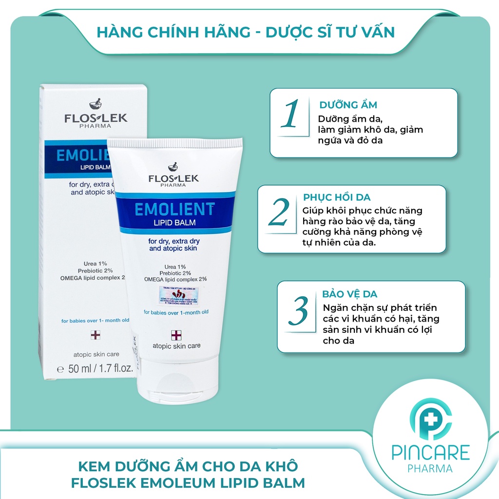 Kem dưỡng ẩm Floslek Emoleum Lipid Balm 50ml cho da khô nứt nẻ - Hàng chính hãng - Nhà thuốc PinCare