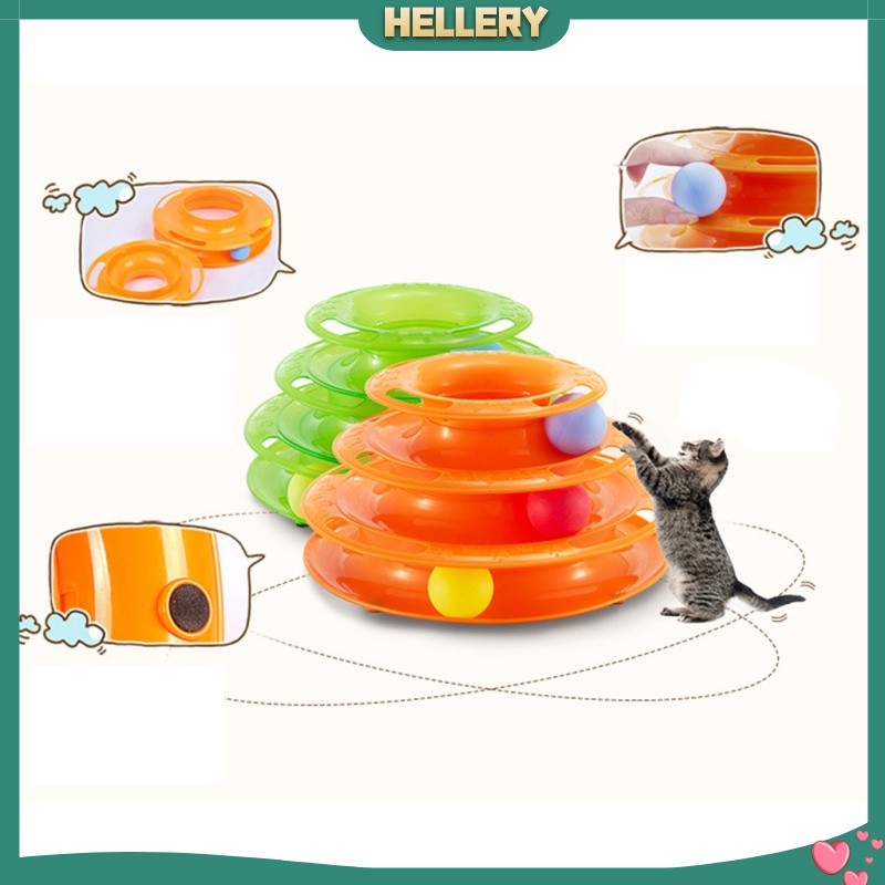 [HelleryVN] Khay Bóng Đồ Chơi Ba Tầng Màu Xanh Lá Cây Thông Minh Cho Mèo Cưng