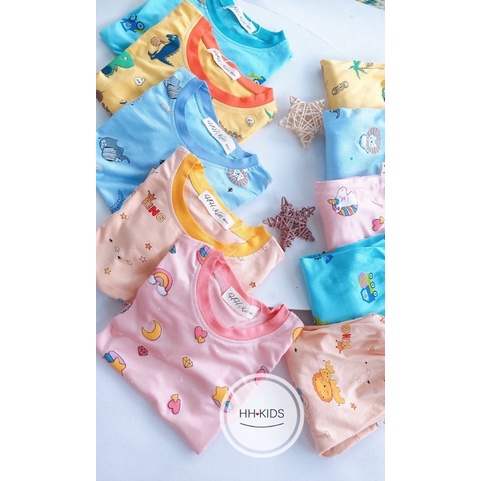 Bộ dài tay thun lạnh in hoạ tiết cho bé trai , gái (6-18kg)