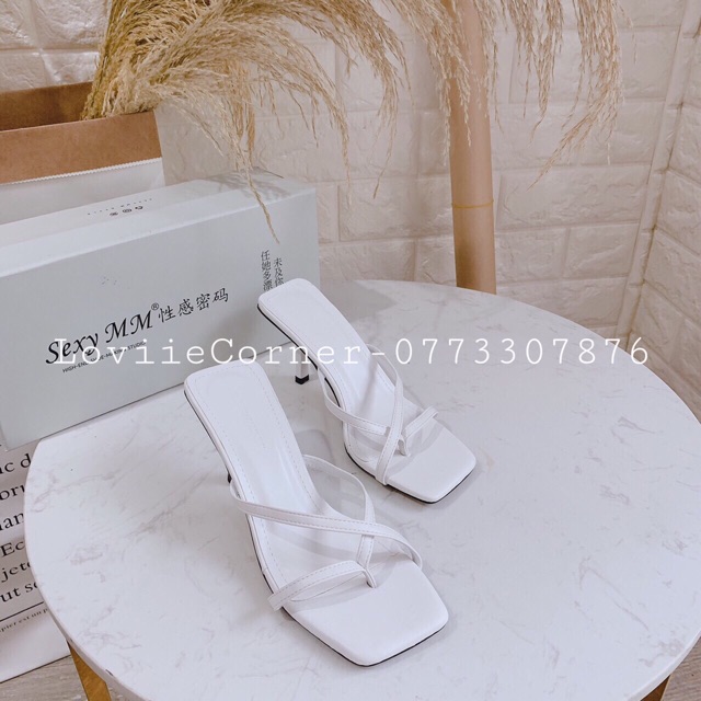 [Mã SKAMFSW175 giảm 10K đơn 50K] GUỐC NỮ LOVIIECORNER - DÉP GUỐC CAO GÓT NHỌN XỎ NGÓN DÂY MẢNH 7 PHÂN D200780