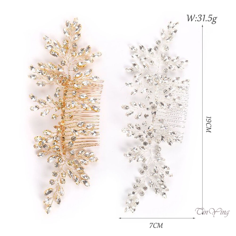 GETNOIVAS 1 Lược Cài Tóc Đính Đá Lấp Lánh Cho Cô Dâu