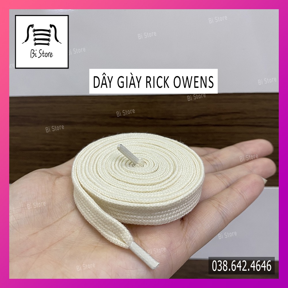 [𝗕𝗮́𝗻 𝘁𝗵𝗲𝗼 𝗰𝗮̣̆𝗽] Dây giày màu ngà cổ cao + cổ thấp Rick Owens (ảnh chụp thật)