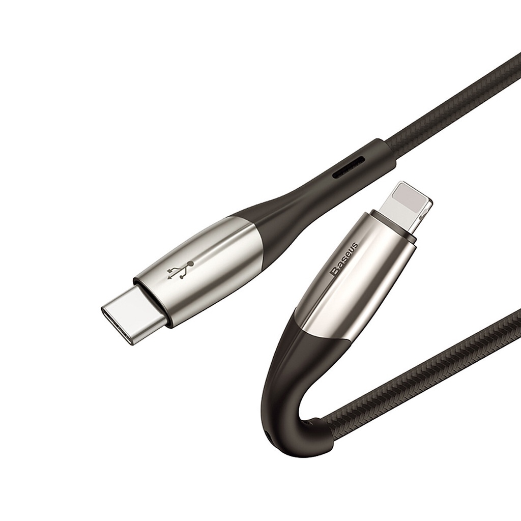 Dây Cáp Sạc Nhanh Horizontal Iphone Baseus Cao Cấp Dây Bọc Dù Chống Gẫy Gập Có Đèn Led Hỗ Trợ Truyền Dữ Liệu độ dài 1M 2