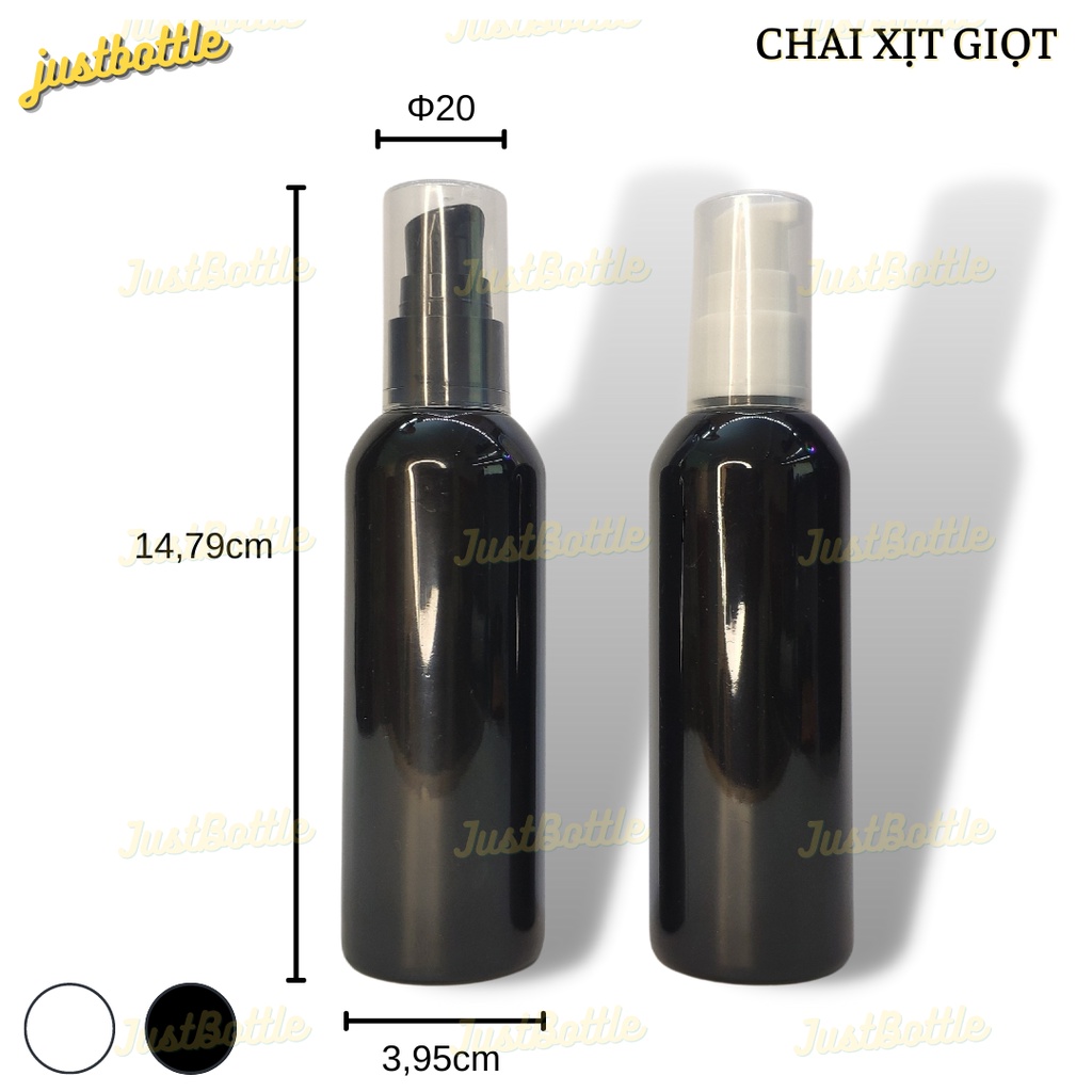 Lọ Chiết Mỹ Phẩm Chai Nhựa Pet Đen 100Ml 😘 Freeship 50K😘 Phun Sương Toner Nắp Bật Nhọn Nhôm Vòi Sữa Tắm Xịt Giọt Press