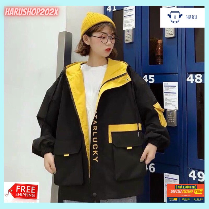 Áo Khoác Kaki Nam Nữ 2 Lớp Có Mũ ♥️ Free Ship ♥️ Áo Kaki Bomber Form Rộng Túi Hộp Vải Mền Đẹp Thời Trang