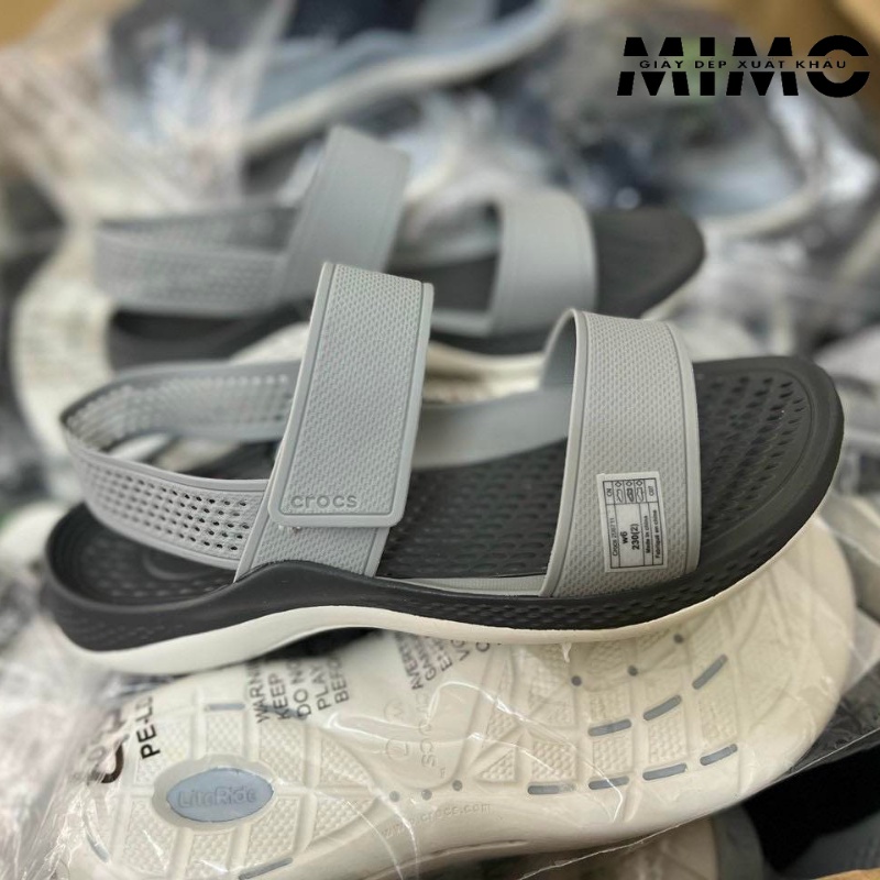 Sandal Literide quai ngang 360 Clog ghi đậm êm nhẹ, full box cho nữ