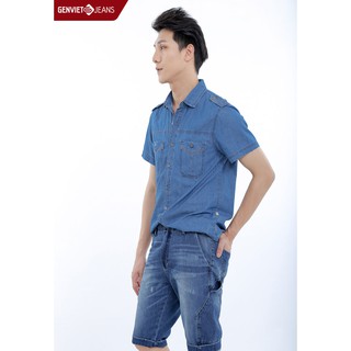 Áo sơ mi cộc tay jeans nam D3323J572 GENVIET