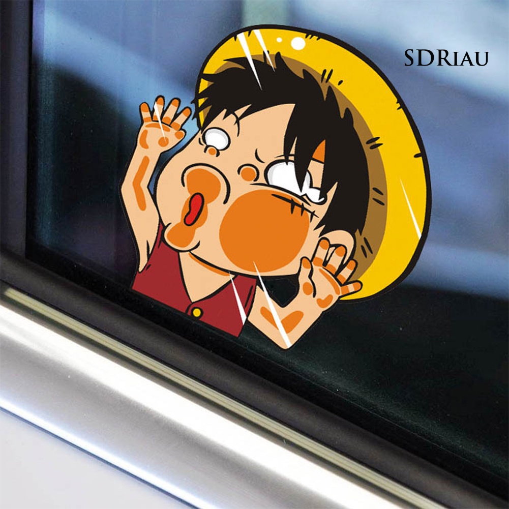 Miếng dán trang trí cửa sổ xe hơi tự dính họa tiết One Piece tiện lợi