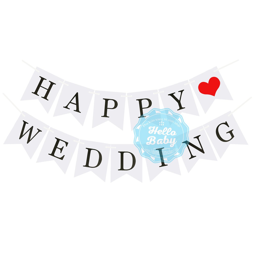 Dây chữ giấy HAPPY WEDDING (Có kèm dây)