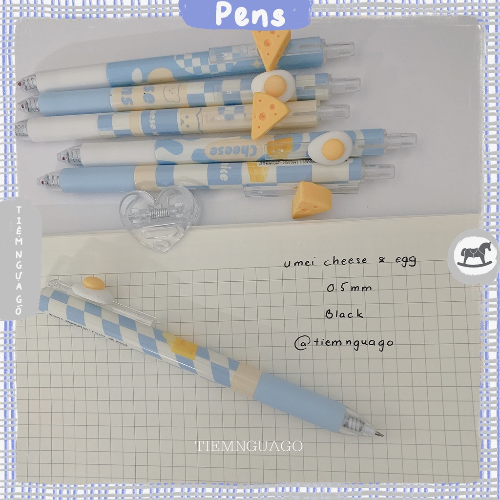 Bút Gel Đen UMEI Cheese & Egg Ngòi 0.5mm - Lẻ 1 cây - Tiệm Ngựa Gỗ