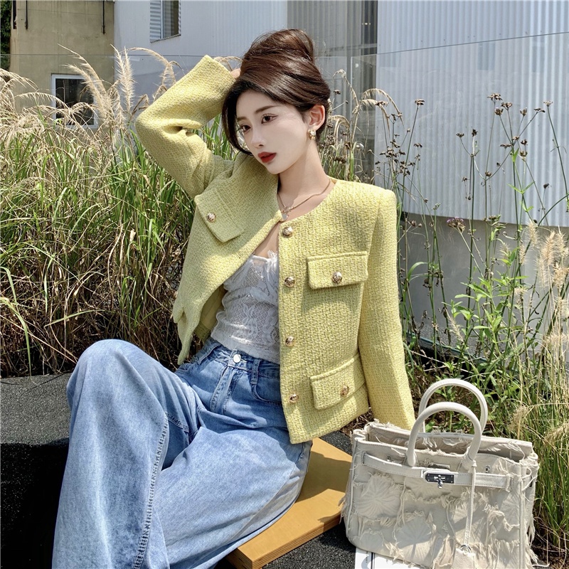 Áo dạ tweed dáng ngắn nữ Hàn Quốc ADN005