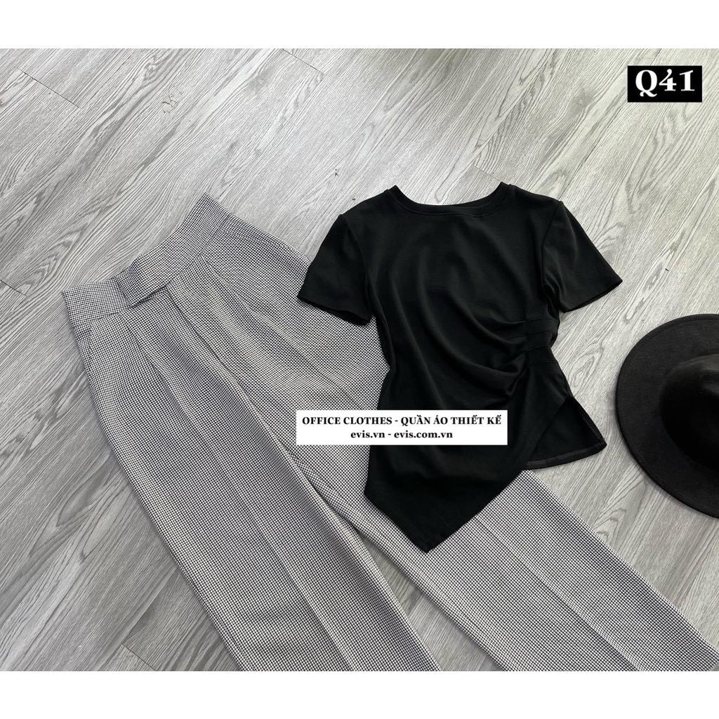 Set áo cotton co giãn quần ống suông siêu hack dáng Q41