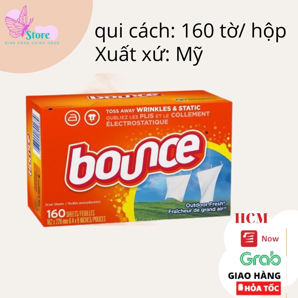 Giấy thơm quần áo và mềm vải BOUNCE Outdoor Fresh của Mỹ 1 tờ