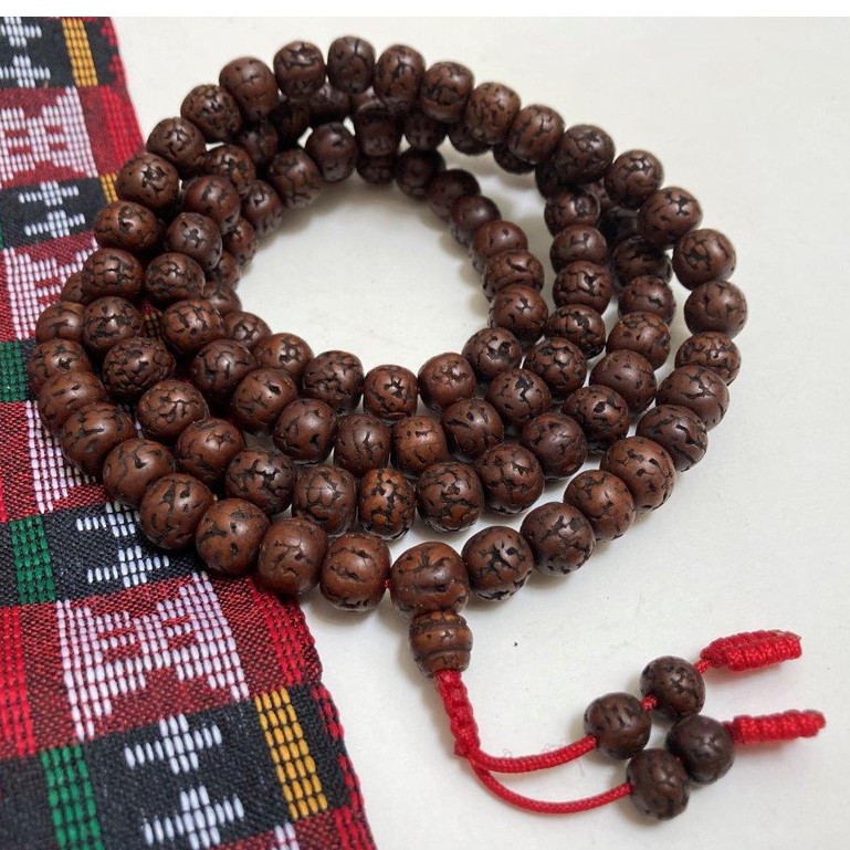Chuỗi 108 hạt Bồ đề Kim Cang tự nhiên Nepal hạt đen mài 10mm - Nepali Handmade Black Smooth Rudraksha mala 10mm