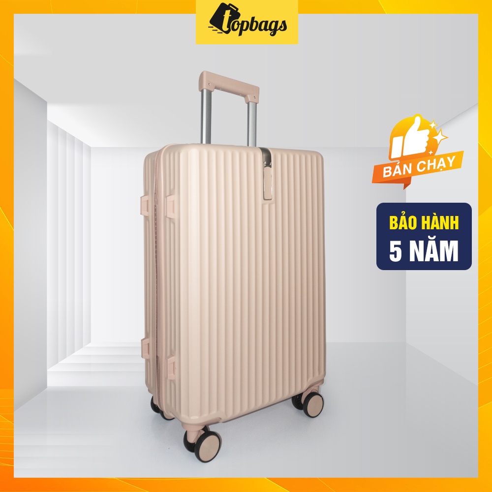 Vali kéo nhựa VL035 size 22 màu kem - Vali kéo nhựa TOPBAGS