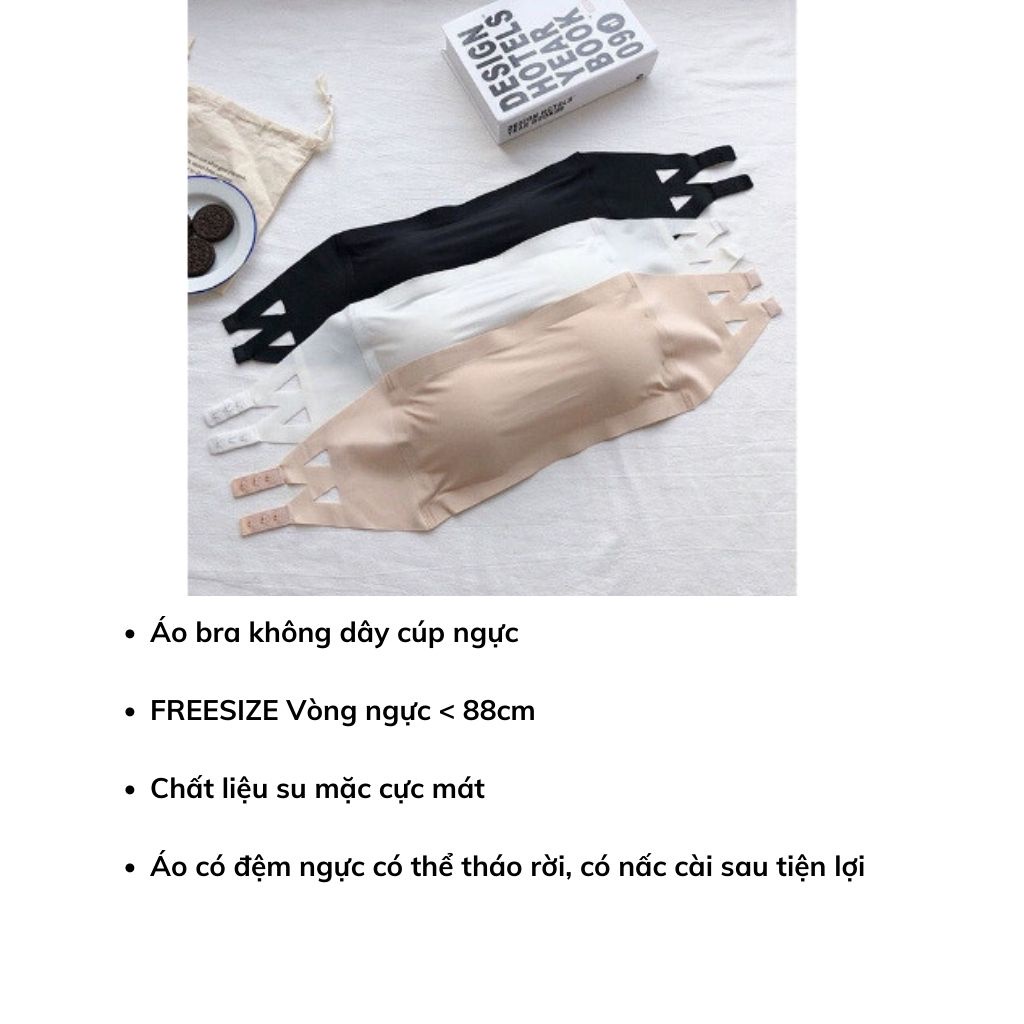 Áo bra nữ không dây đẹp, áo ngực không dây mút mỏng chất su mặc mát DOPICO B8883