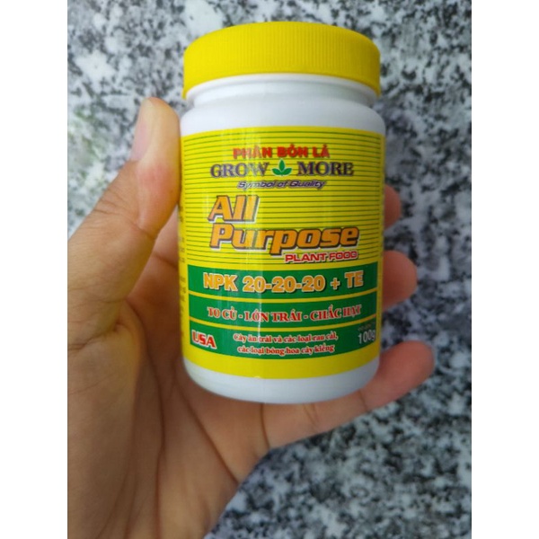 Phân Bón Lá NPK 20-20-20+TE Grow &amp; More (100gr)