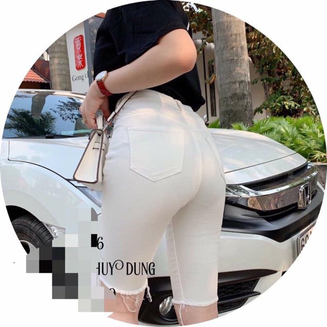 Quần kaki lửng lưng cao không xù xẻ đùi cá tính | BigBuy360 - bigbuy360.vn