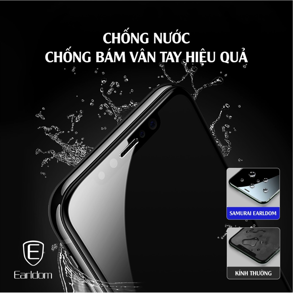 KÍNH CƯỜNG LỰC IPHONE CAO CẤP ĐỘ CỨNG 9H, MỎNG 0.5MM, BẢO VỆ MẮT, HỖ TRỢ CHỐNG NƯỚC, CHỐNG VA ĐẬP. SIÊU PHẨM EARLDOM