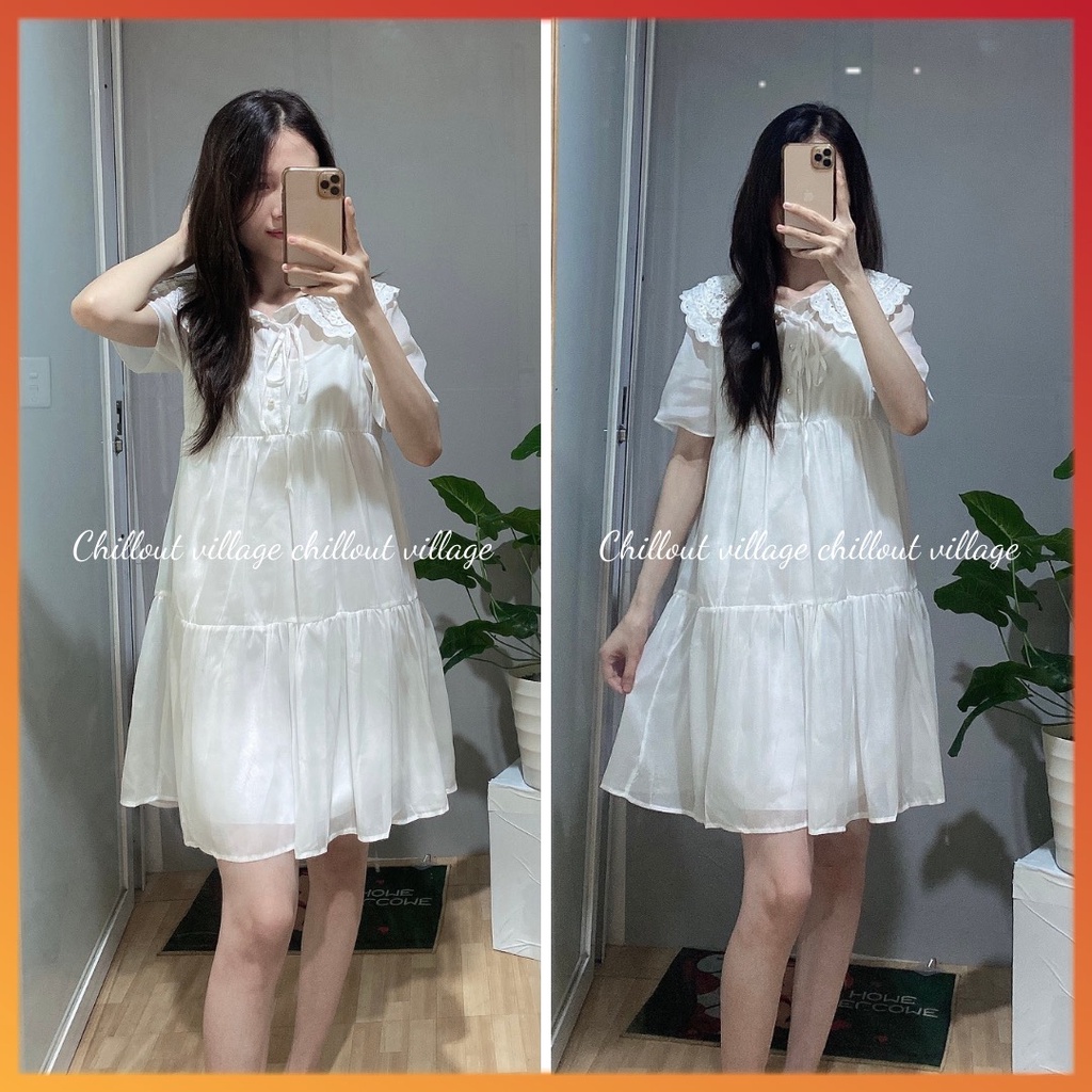 Đầm/Váy babydoll voan tơ cổ sen 3 tầng, váy tơ xếp tầng tiểu thư, váy babydoll cổ sen  MSP14023 | BigBuy360 - bigbuy360.vn