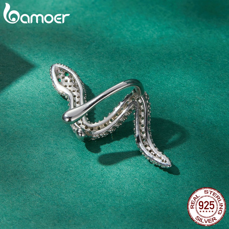 Bông tai BAMOER bằng bạc s925 hình rắn cho nữ
