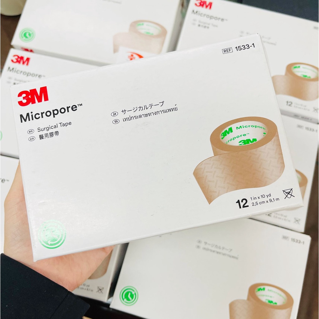 Băng keo dán 3M Micropore 2.5cm x 9.1m định hình sau phẫu thuật