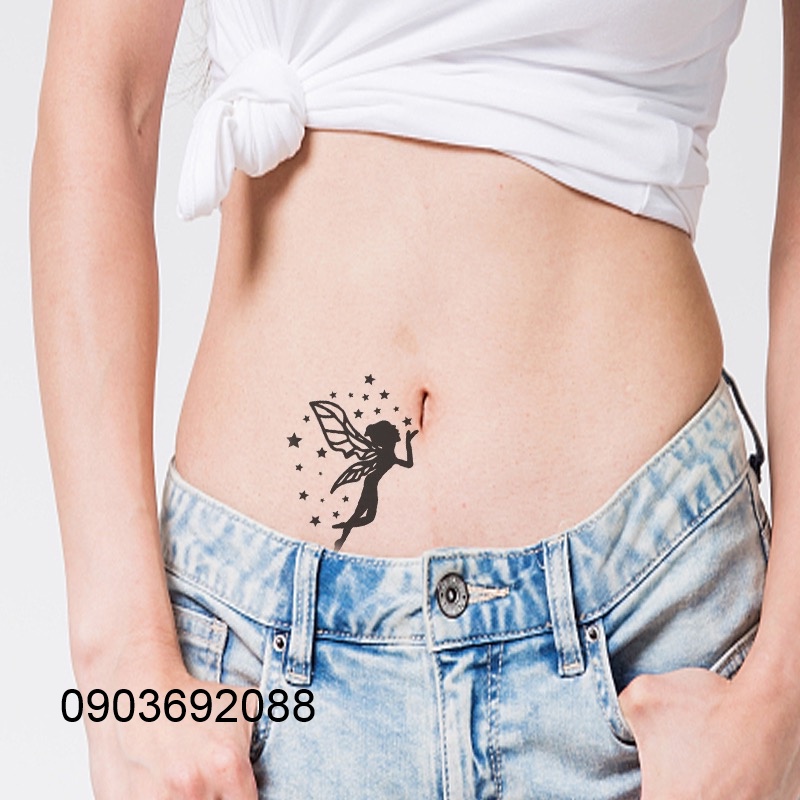 [HCM] Hình xăm dán - tattoo sticker Tinker Bell, hình xăm thiên thần, lông vũ 10.5 x 6cm