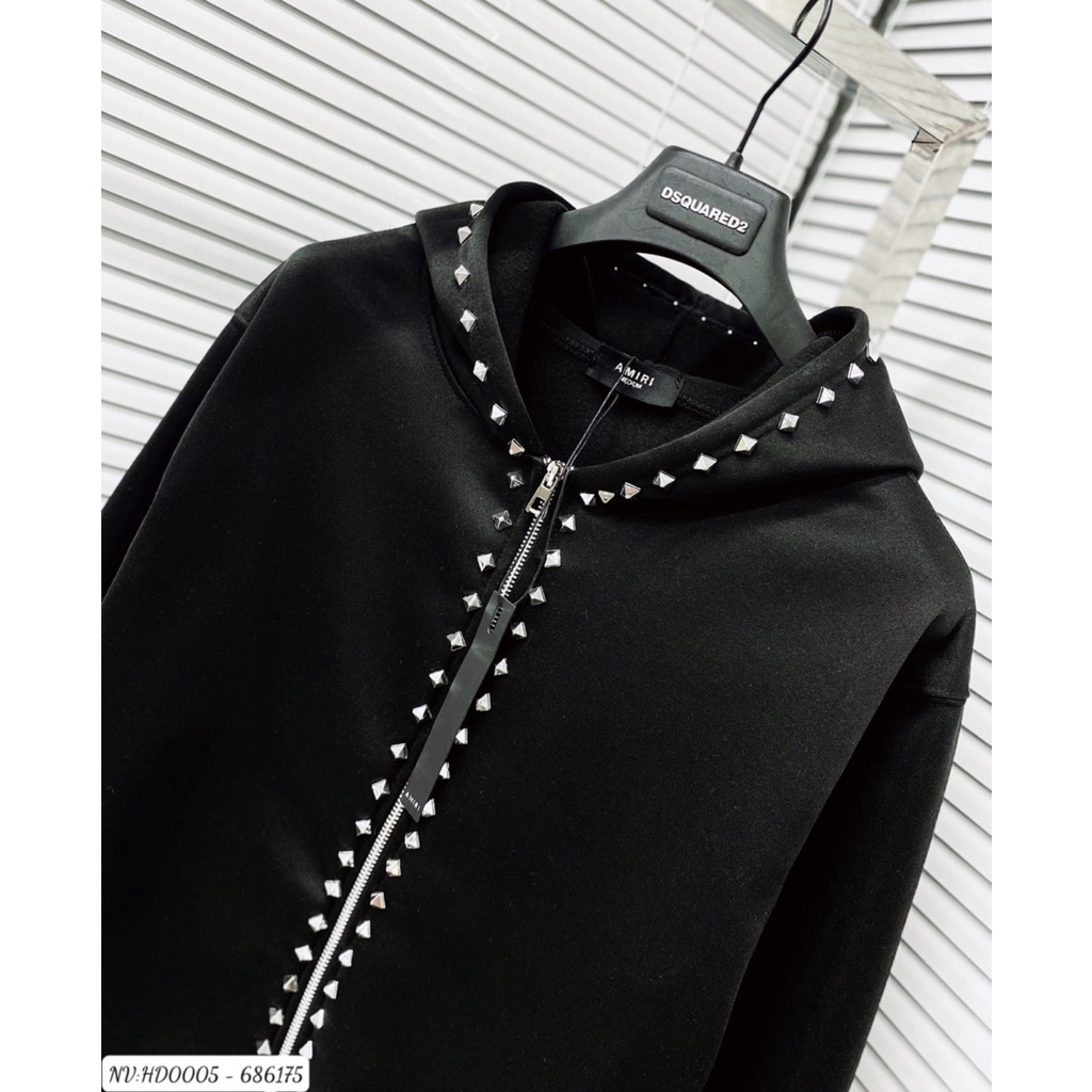 Áo Hoodie Zip Nam Amiri Phối Họa Tiết Đính Đá Viền Áo Sang Trọng - Áo Hoodie Unisex Nam Nữ Amiri Chất Dạ Cao Cấp DT FASH