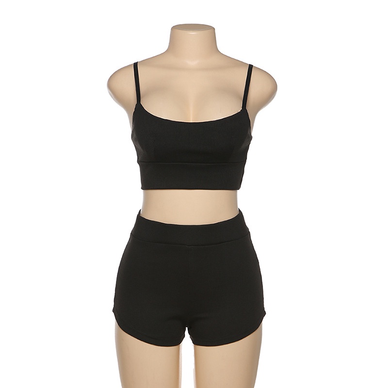 DUNEA Set Áo Lửng Hai Dây Và Quần Short Lưng Cao Phong Cách Mới Dành Cho Nữ