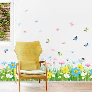 decal dán tường hàng rào hoa