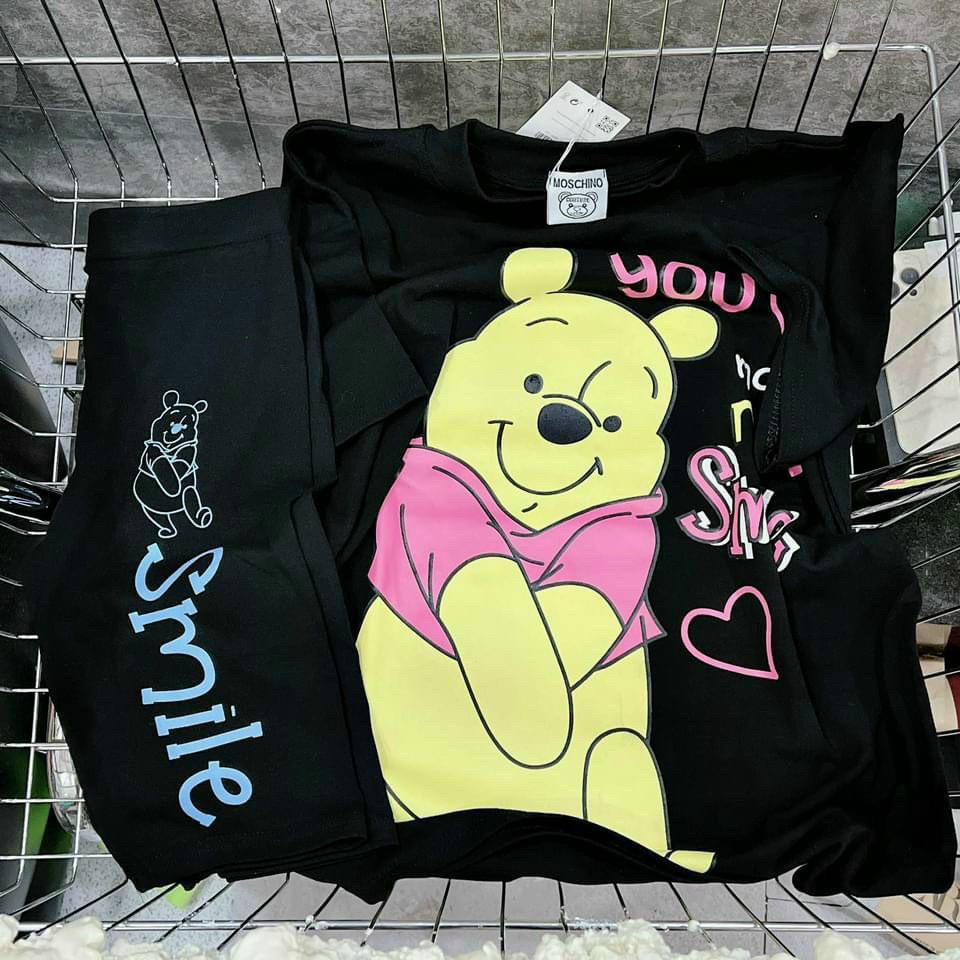 Set Bộ Đồ Nữ Mặc Nhà Quần Ngố Thun Ôm bố sát + Áo Phông SMILE Ullzang (Ảnh thật/Có Sẵn)